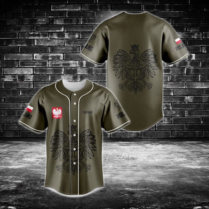 Polish Pride Custom Baseball Jersey – Eagle Crest & Flag Design – Unisex Sportswear