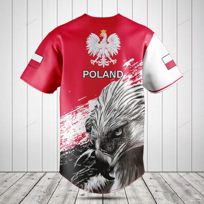 Custom Polish Eagle Baseball Jersey - Personalized Red & White Sports Shirt - Image 2