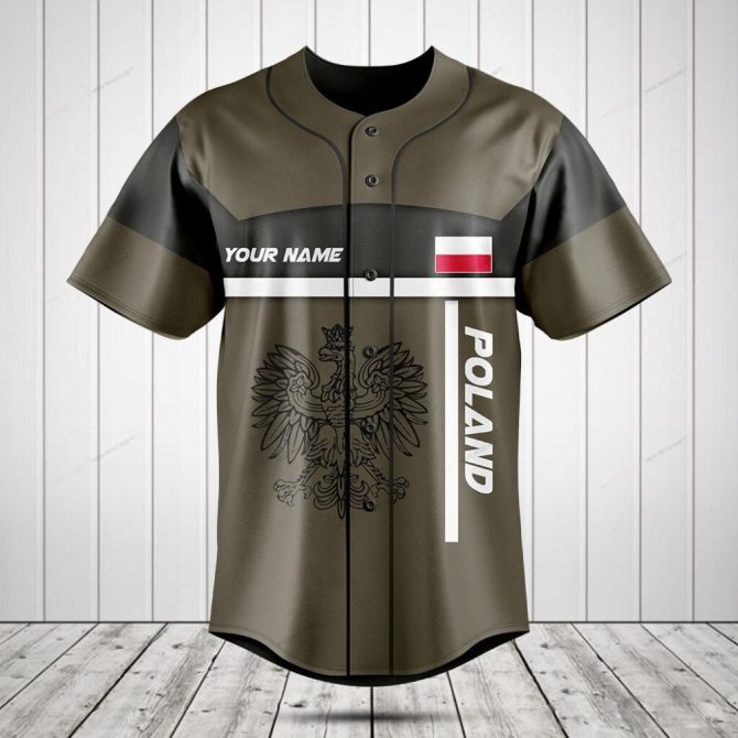 Customizable Poland Flag Baseball Jersey - Personalized Name & Design