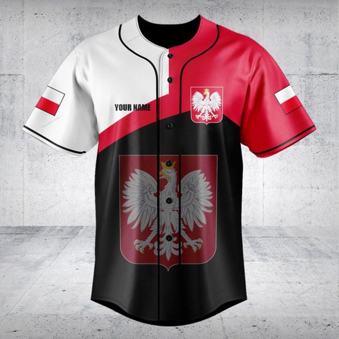 Custom Polish Heritage Baseball Jersey - Personalized National Pride Shirt