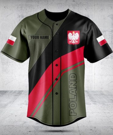 Custom Polish Flag Baseball Jersey - Personalized Name & Flag Design - Show Your Pride!