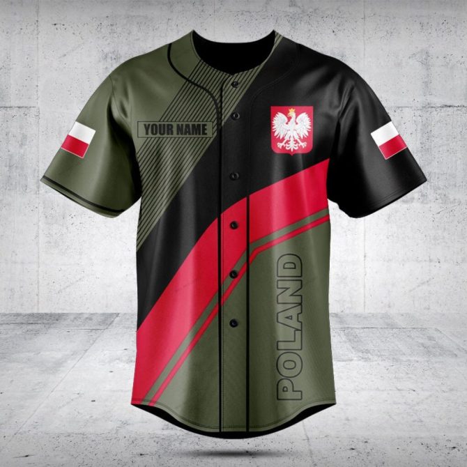 Custom Polish Flag Baseball Jersey - Personalized Name & Flag Design - Show Your Pride!