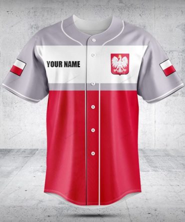 Custom Polish Flag Baseball Jersey - Personalized Name & Number - Perfect Gift For Sports Fans