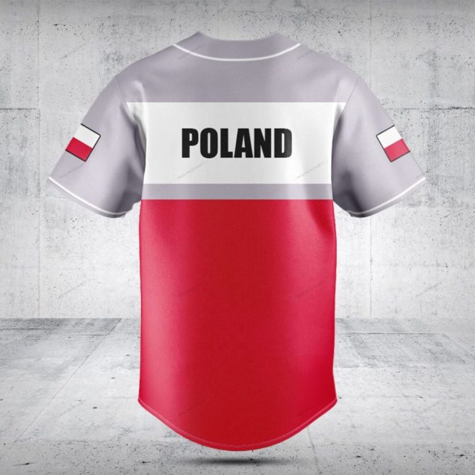 Custom Polish Flag Baseball Jersey - Personalized Name & Number - Perfect Gift For Sports Fans - Image 2