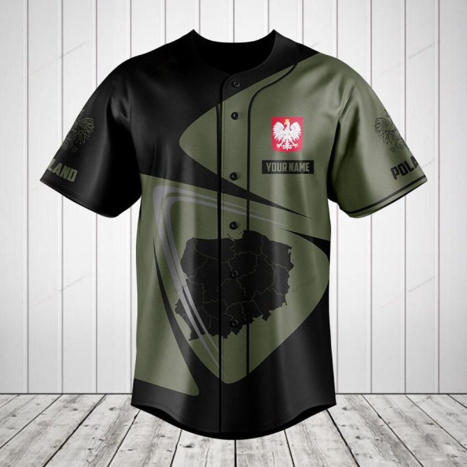Custom Polish Map Baseball Jersey - Personalized Name & Flag Design - Unique Gift Idea