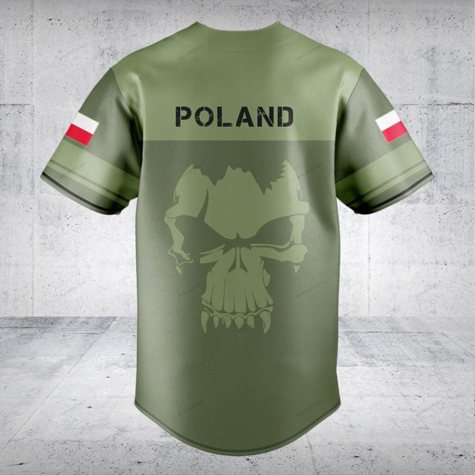 Customizable Military Green Baseball Jersey With Polish Flag & Eagle Design - Personalized Text - Image 2