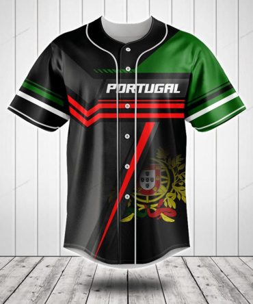Portugal Pride Baseball Jersey – Stylish Black & Green Fan Gear, Limited Edition