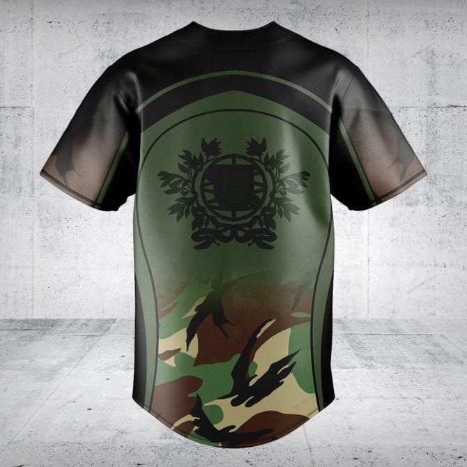Custom Camouflage Baseball Jersey – Personalized Name & Portugal Crest Design - Image 2