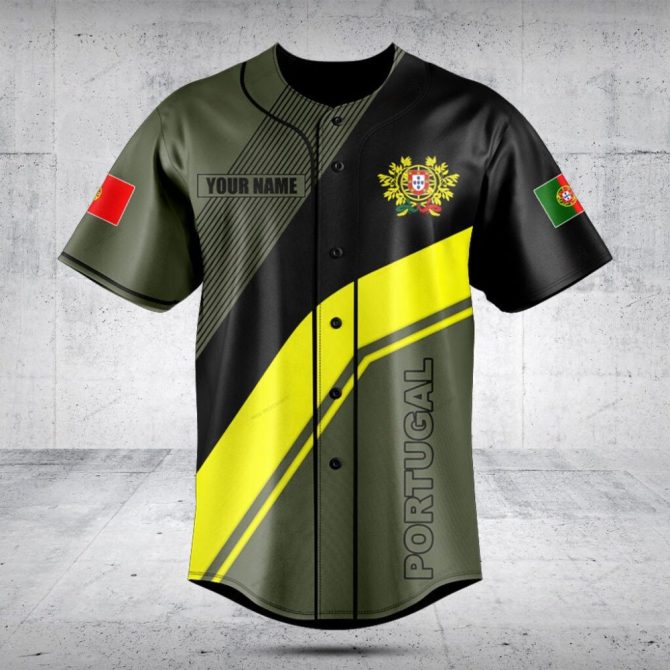 Custom Portugal Baseball Jersey - Personalized Name & Flag Design - Stylish Sportswear