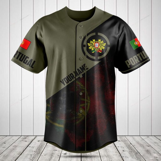 Custom Portugal Baseball Jersey – Personalized Name & Flag Design, Perfect Gift Idea