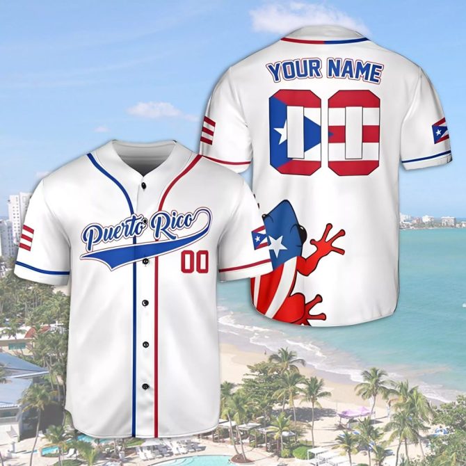 Custom Puerto Rico Baseball Jersey – Personalize Name & Number, Stylish Island Pride Shirt