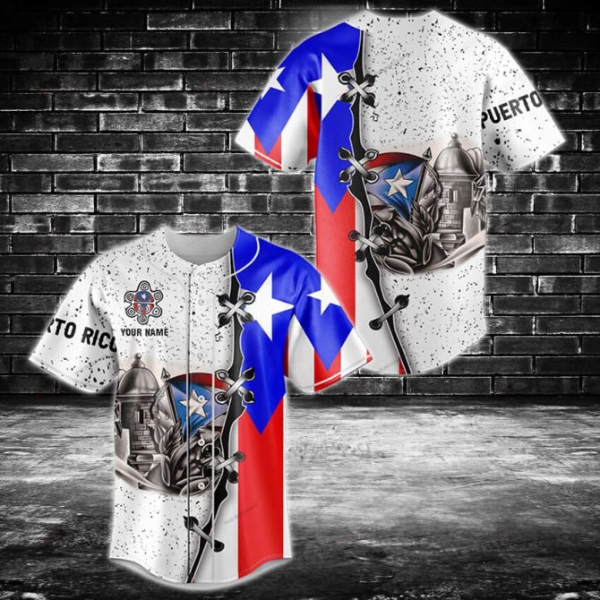 Puerto Rico Flag Baseball Jersey - Customizable Sports Apparel With Unique Design