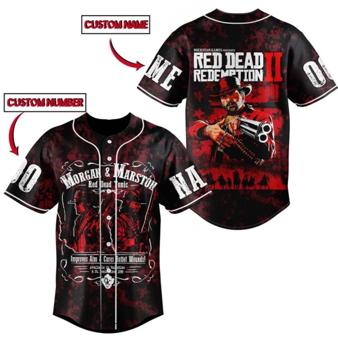 Customizable Red Dead Redemption Ii Baseball Jersey – Add Name & Number, Perfect Gamer Gift!