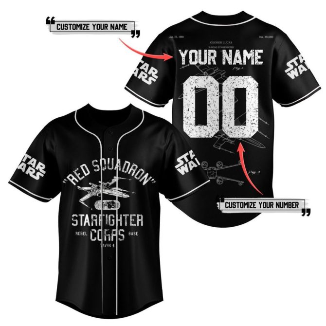 Custom Star Wars Jersey - Personalized Name & Number - Red Squadron Fan Gear