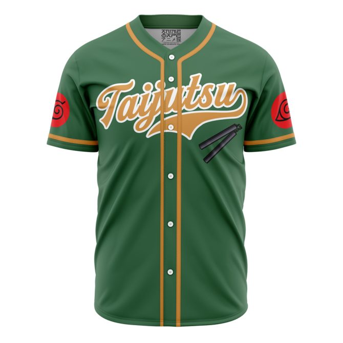 Stylish Green Taijutsu Baseball Jersey - Anime-Inspired Design For Fans
