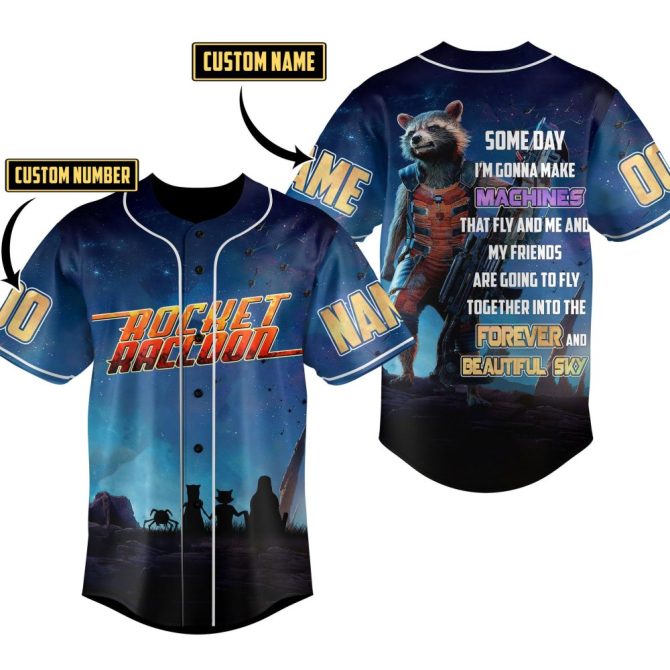 Custom Rocket Raccoon Jersey - Personalized Name & Number - Unique Galaxy Design