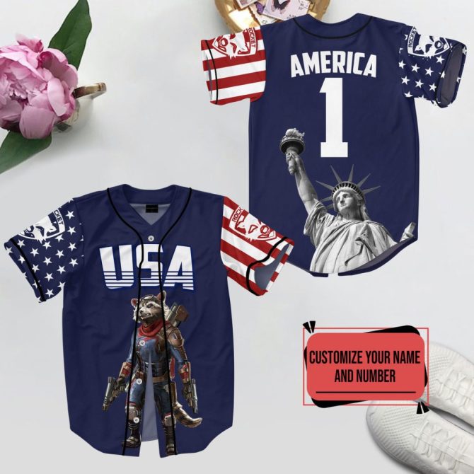Custom Usa Baseball Jersey – Personalized Name & Number, Patriotic Design - Image 4