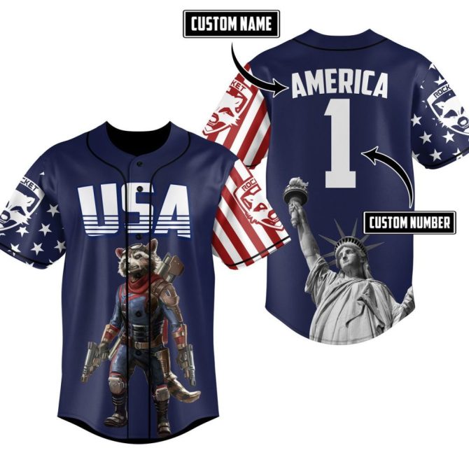 Custom Usa Baseball Jersey – Personalized Name & Number, Patriotic Design