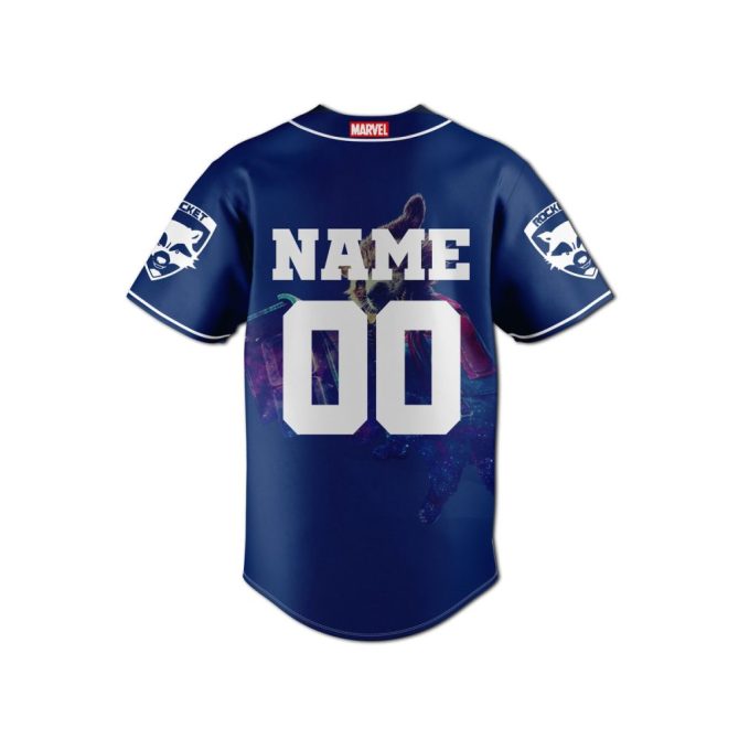 Marvel Rocket Raccoon Baseball Jersey - Limited Edition Navy Blue Sportswear - Image 2