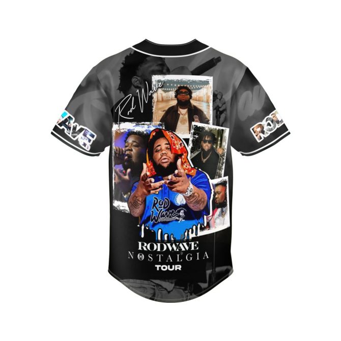 Exclusive Rod Wave Nostalgia Tour Baseball Jersey – Stylish Black Graphic Design - Image 3