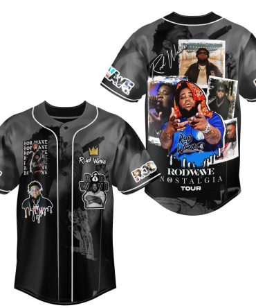 Exclusive Rod Wave Nostalgia Tour Baseball Jersey – Stylish Black Graphic Design