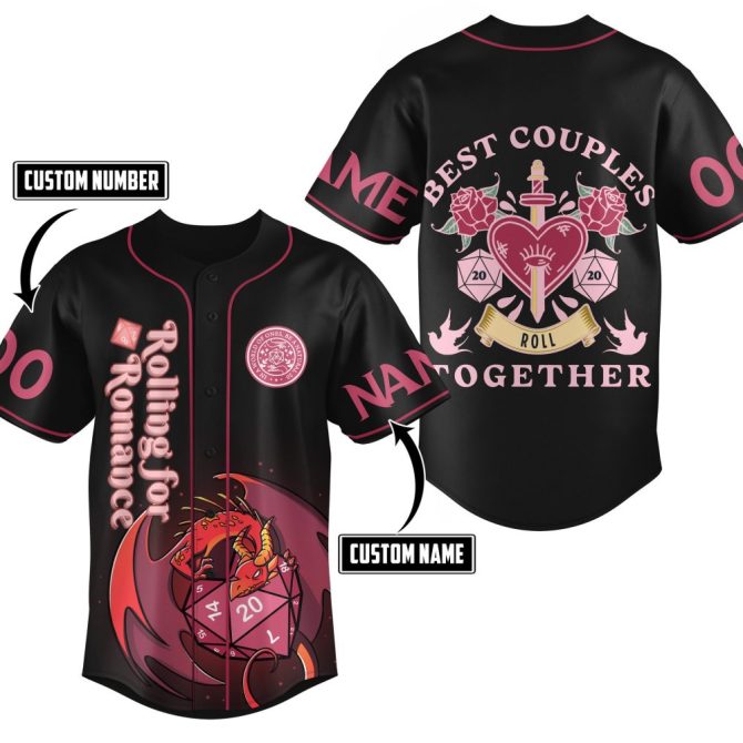 Customizable Couples Baseball Jersey - Rolling For Romance Design, Perfect Gift For Partners