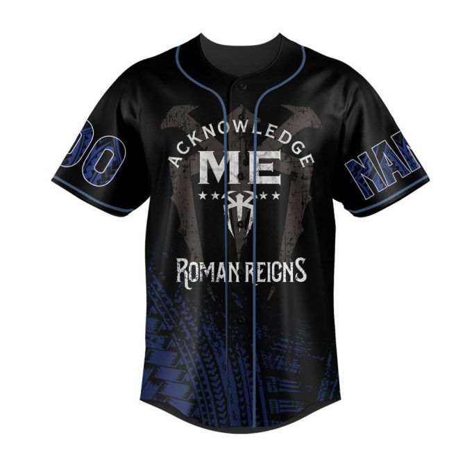 Custom Roman Reigns Baseball Jersey - Acknowledge Me Design, Personalized Name & Number - Image 2
