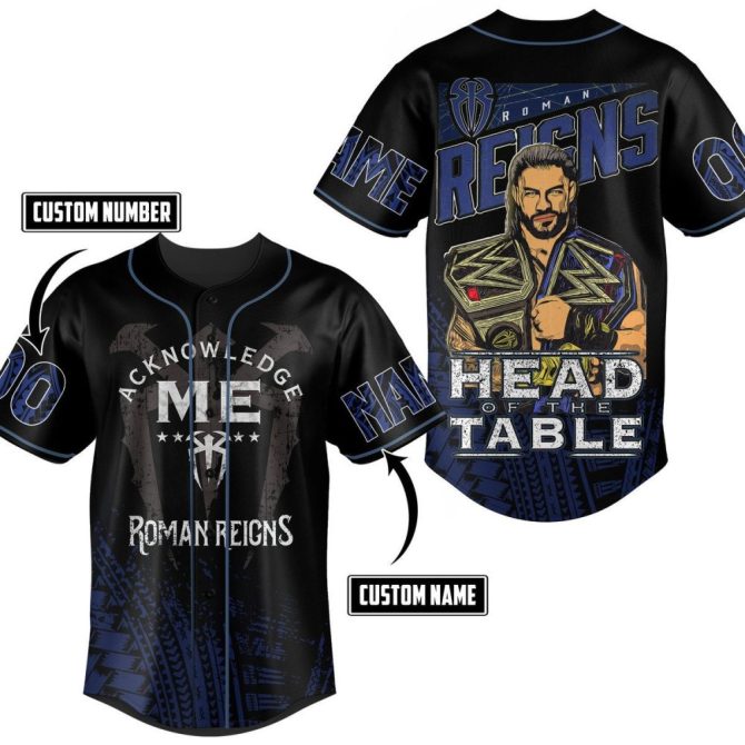 Custom Roman Reigns Baseball Jersey - Acknowledge Me Design, Personalized Name & Number