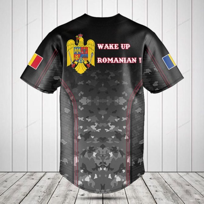 Customize Your Style: Personalized Black Camo Baseball Jersey With Flag Sleeves – Perfect Gift! - Image 2