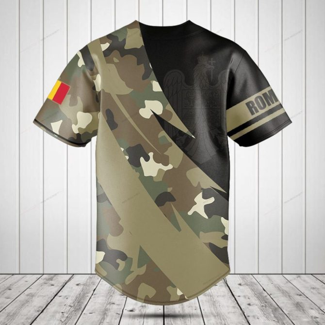 Customizable Romanian Camo Baseball Jersey – Personalize With Your Name! - Image 2