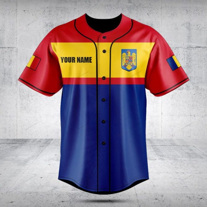 Customizable Romania Flag Baseball Jersey - Personalize Your Style Now!