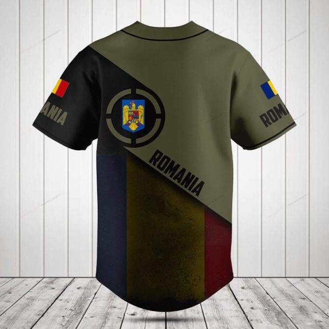 Custom Romanian Flag Baseball Jersey – Personalized Name & Crest Design - Image 2
