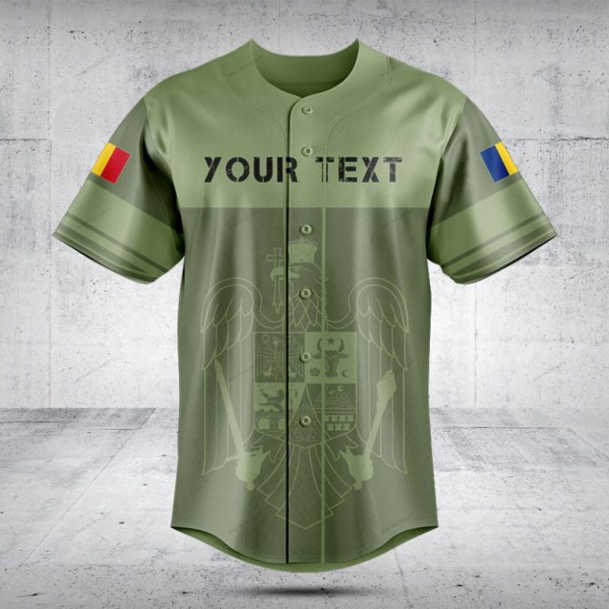 Customizable Military Green Baseball Jersey With Flags - Perfect Gift For Fans & Teams
