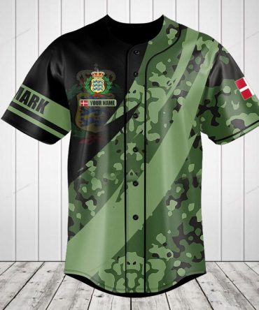 Customizable Denmark Camouflage Baseball Jersey - Personalized Name & Design