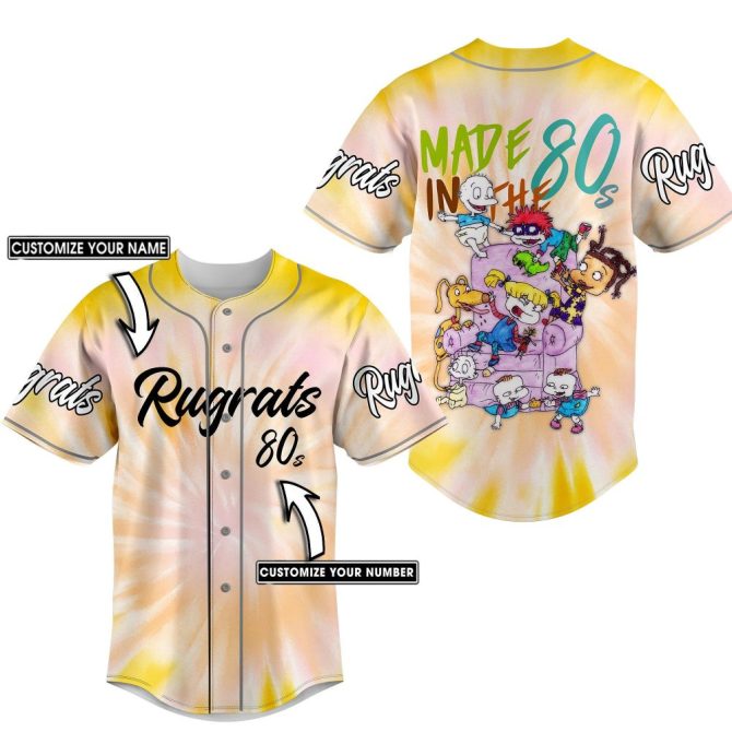 Customizable Rugrats 80S Baseball Jersey – Add Your Name & Number! Perfect Retro Style Gift