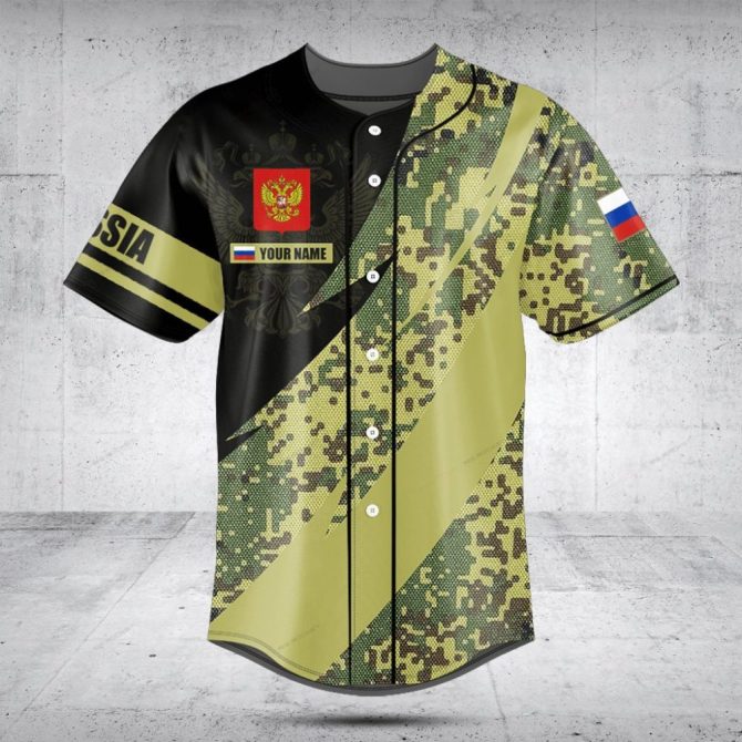 Custom Camo Baseball Jersey - Personalized Name & Flag Design
