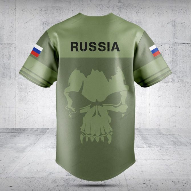 Customizable Military Green Baseball Jersey With Russian Flag Sleeves - Personalize Now! - Image 2