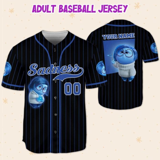 Customizable Sadness Baseball Jersey For Kids/Youth/Adults – Personalized Name & Number - Image 6
