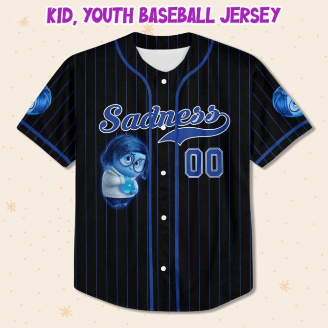 Customizable Sadness Baseball Jersey For Kids/Youth/Adults – Personalized Name & Number - Image 3