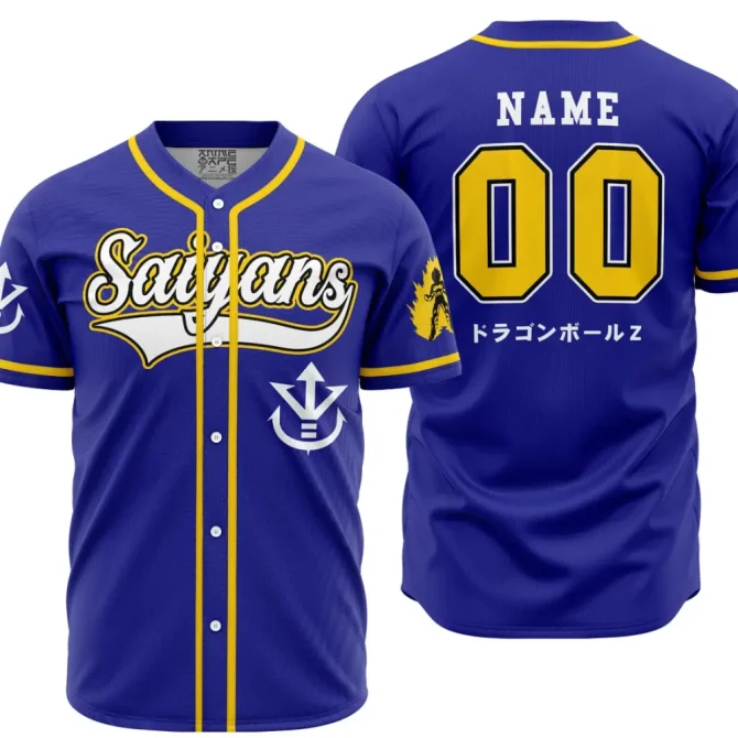 Customizable Saiyan Baseball Jersey - Anime-Inspired Sportswear For Dragon Ball Z Fans