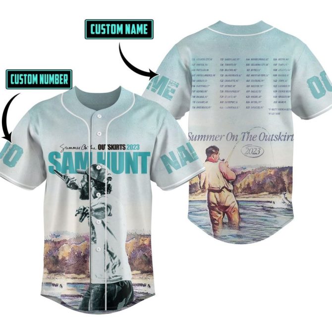 Customizable 2023 Sam Hunt Tour Baseball Jersey - Add Your Name & Number!
