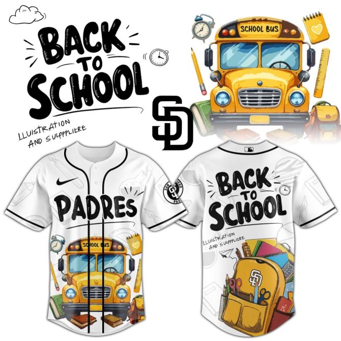 Back To School Padres Jersey - Unique Illustrated Design For Kids & Fans