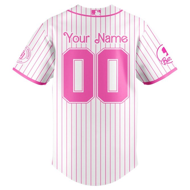 Custom Barbie Night Game Padres Jersey – Personalized Pink Baseball Shirt - Image 3