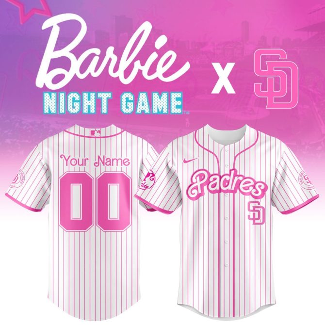 Custom Barbie Night Game Padres Jersey – Personalized Pink Baseball Shirt