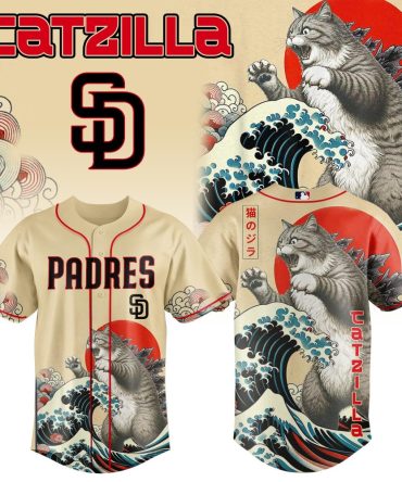Catzilla Padres Baseball Jersey - Unique Graphic Tee For Fans & Collectors