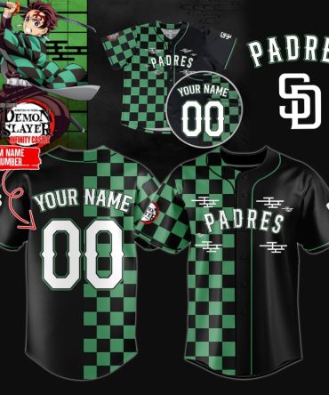Custom Demon Slayer-Inspired Padres Jersey - Add Your Name & Number!