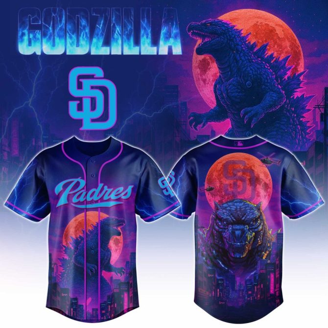 Limited Edition Godzilla Padres Jersey – Bold Neon Design For Fans