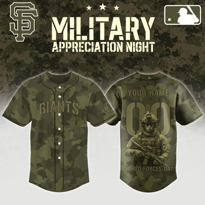 Custom Giants Military Appreciation Jersey - Camo Design For Armed Forces Day