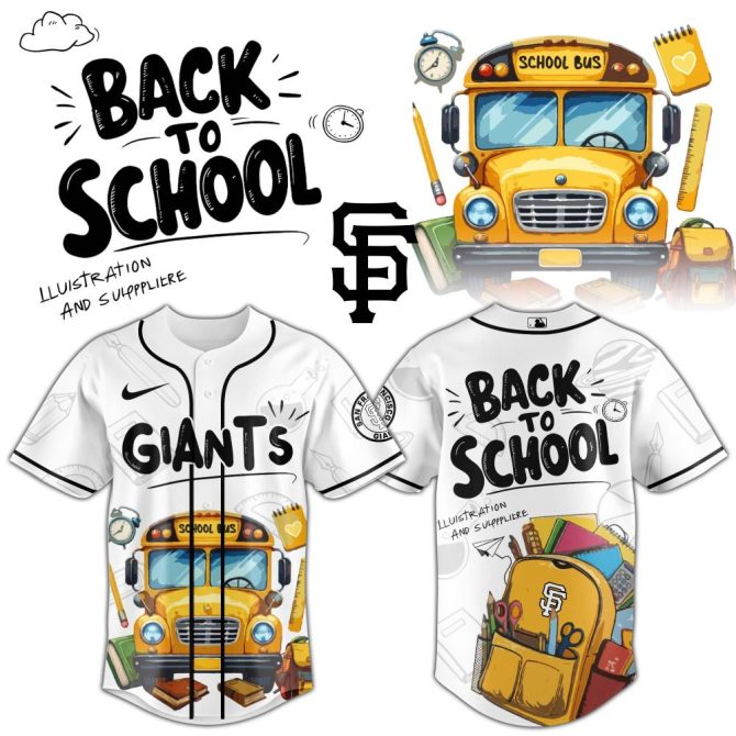 Back To School Giants Jersey - Fun School Bus Design For Kids & Fans