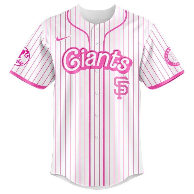 Barbie Night Game Jersey - Limited Edition San Francisco Giants Pink Striped Baseball Shirt - Image 2